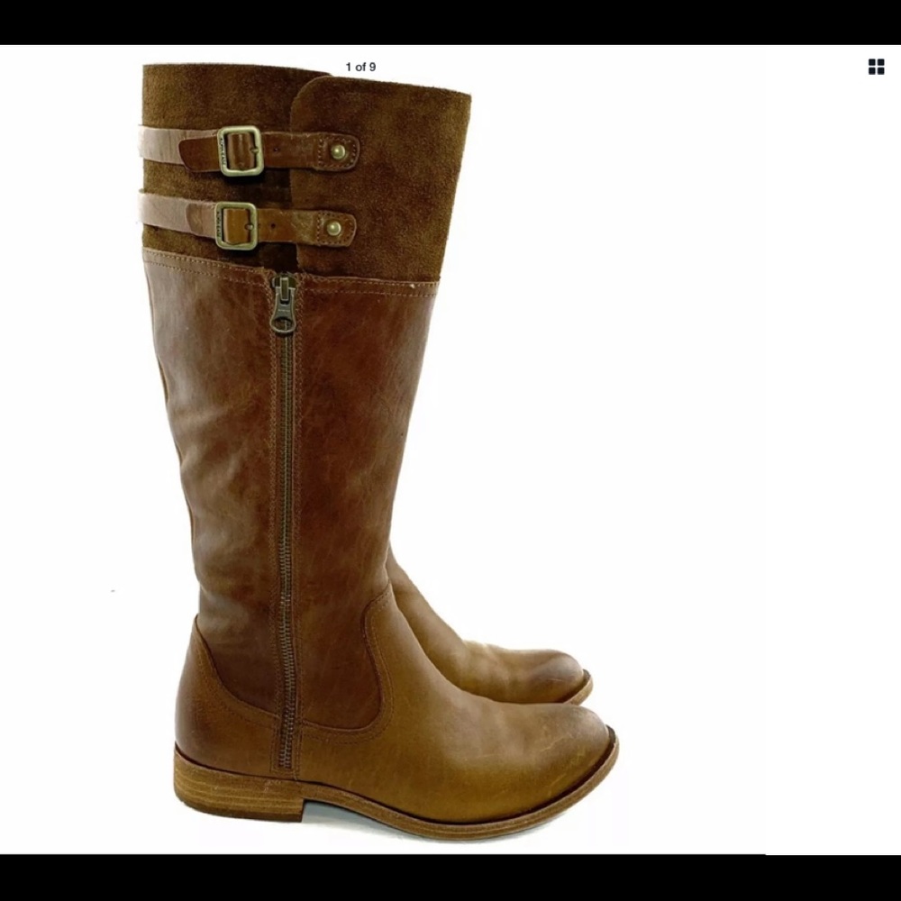 Kork Ease 6.5 Suede Leather Buckles Zip Tall Boots
